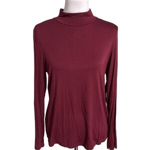 Tahari Maroon Long Sleeve Blouse
